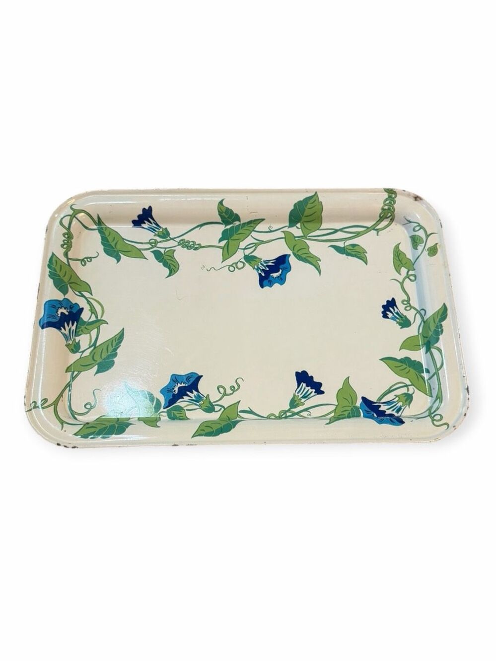 VINTAGE NEOCRAFT EVERLAST Morning Glory Floral Metal Serving Trays Set of 2